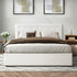 Bed Frame Double Size Gas Lift Base Storage Leather White