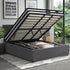 Oikiture Bed Frame King Size Gas Lift Base with Mattress Velvet Grey