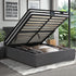 Oikiture Bed Frame Queen Size Gas Lift Base with Mattress Velvet Grey