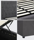 Bed Frame King Size Gas Lift Base Storage Fabric Grey