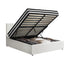 Oikiture Bed Frame Double Size Gas Lift with Mattress White Leather