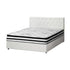 Oikiture Bed Frame King Size Gas Lift Base with Mattress White Leather