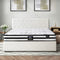 Oikiture Bed Frame King Size Gas Lift Base with Mattress White Leather
