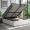 Oikiture Bed Frame Queen Size Gas Lift with Mattress White Leather