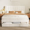 Queen Bed Frame Headboard Platform Base with Drawer Beige