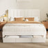 Queen Bed Frame Headboard Platform Base with Drawer Beige