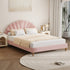 Bed Frame Double Size Scallop-Shape Bedhead Pink Velvet