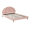 Bed Frame Double Size Scallop-Shape Bedhead Pink Velvet