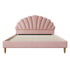 Bed Frame Double Size Scallop-Shape Bedhead Pink Velvet
