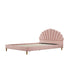 Bed Frame Double Size Scallop-Shape Bedhead Pink Velvet