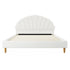 Bed Frame Double Size Scallop-Shape Bedhead White Boucle