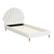 Single Bed Frame Scallop-Shape Bedhead White Boucle