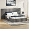 Double Gas‑Lift Bed Frame – Extended Velvet Headboard, Storage, Grey