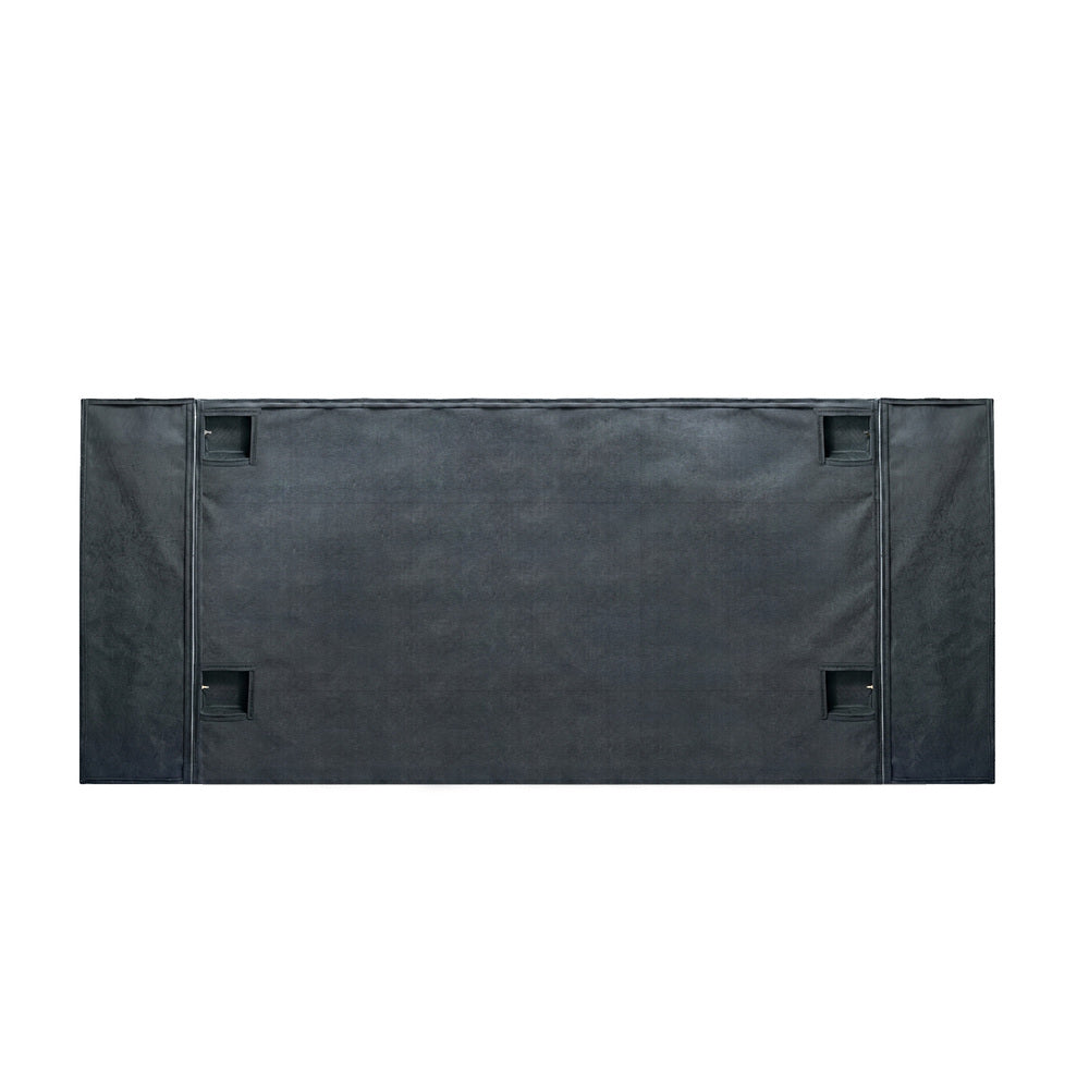 Double Gas‑Lift Bed Frame – Extended Velvet Headboard, Storage, Grey