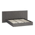 King Gas‑Lift Bed Frame – Extended Velvet Headboard, Storage, Grey