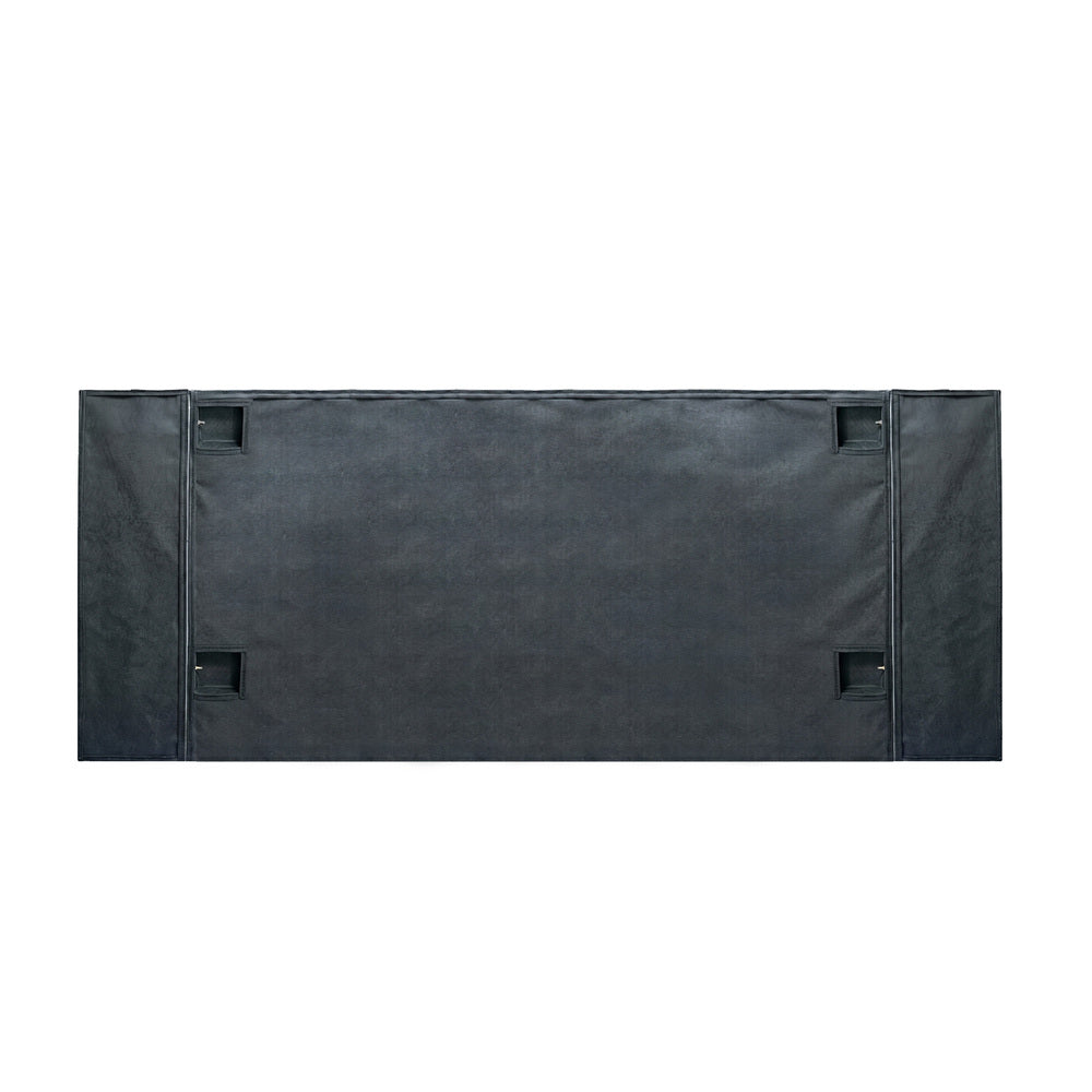 King Gas‑Lift Bed Frame – Extended Velvet Headboard, Storage, Grey