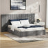 Queen Gas‑Lift Bed Frame – Extended Velvet Headboard, Storage, Grey