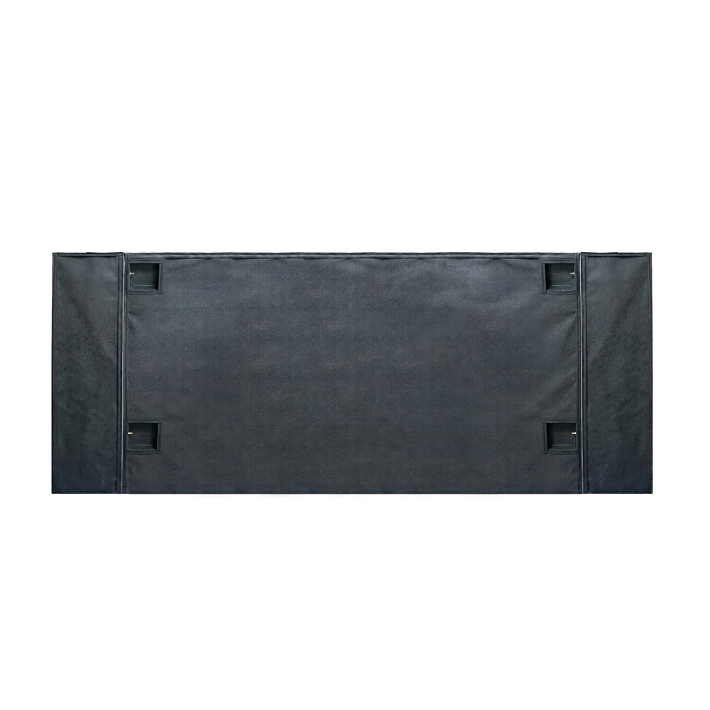 Queen Gas‑Lift Bed Frame – Extended Velvet Headboard, Storage, Grey