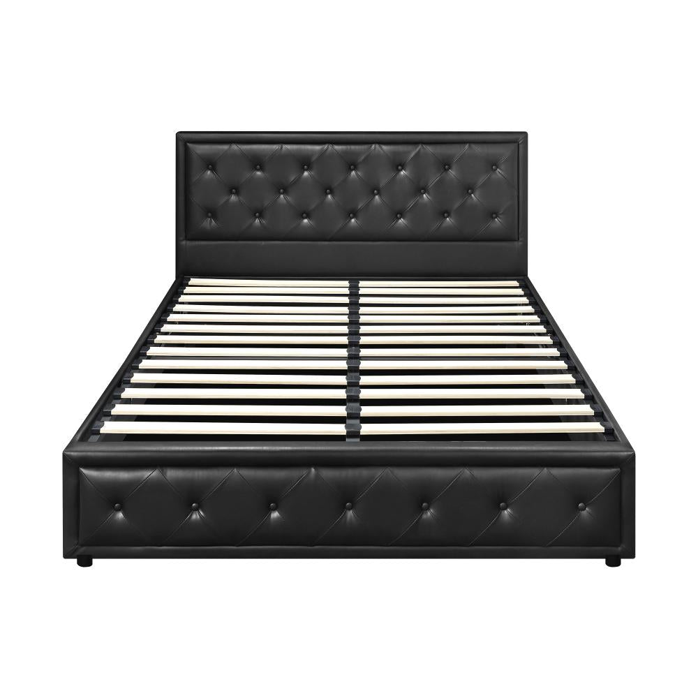 Double Bed Frame with Storage Space Gas Lift Black