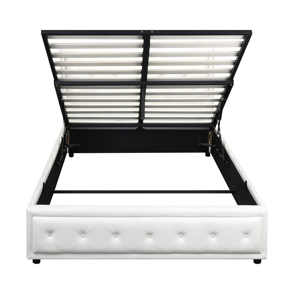 Double Bed Frame with Storage Space Gas Lift White