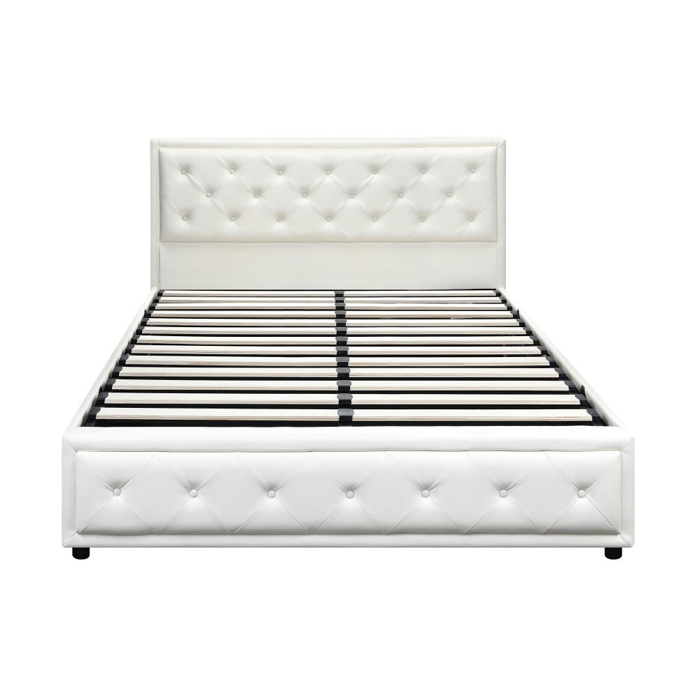 Double Bed Frame with Storage Space Gas Lift White