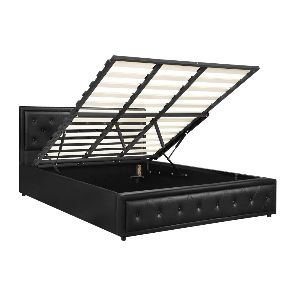 King Bed Frame with Storage Space Gas Lift Black