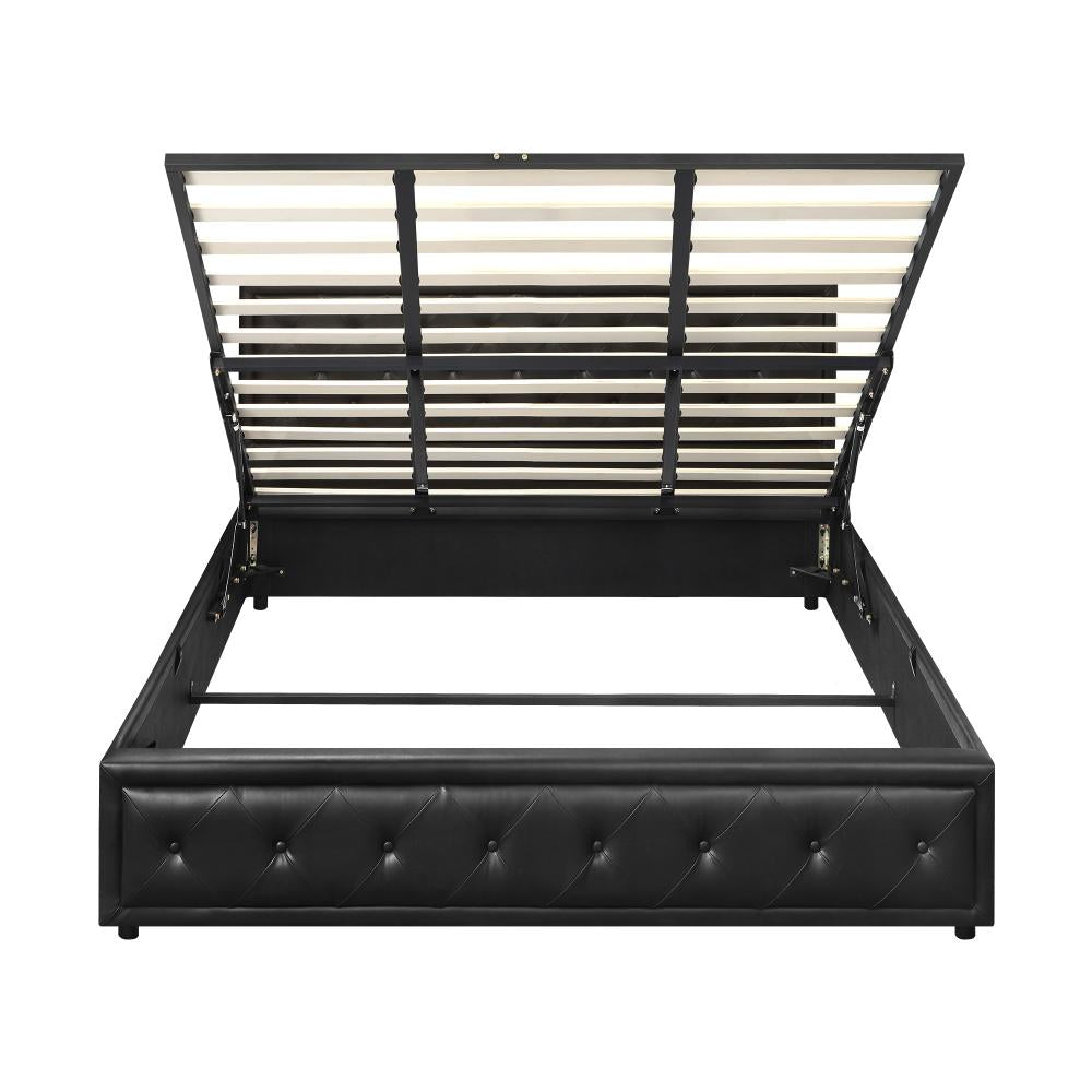 King Bed Frame with Storage Space Gas Lift Black