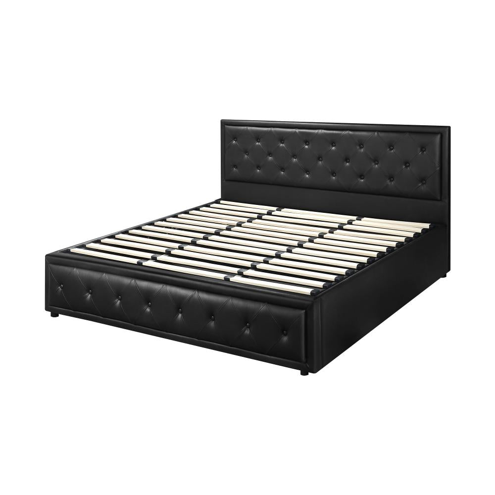 King Bed Frame with Storage Space Gas Lift Black