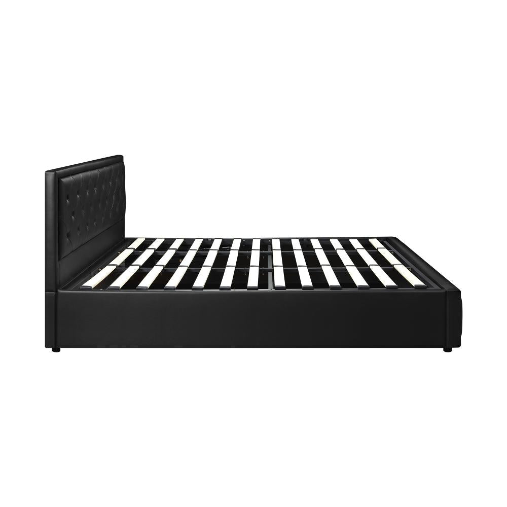 King Bed Frame with Storage Space Gas Lift Black