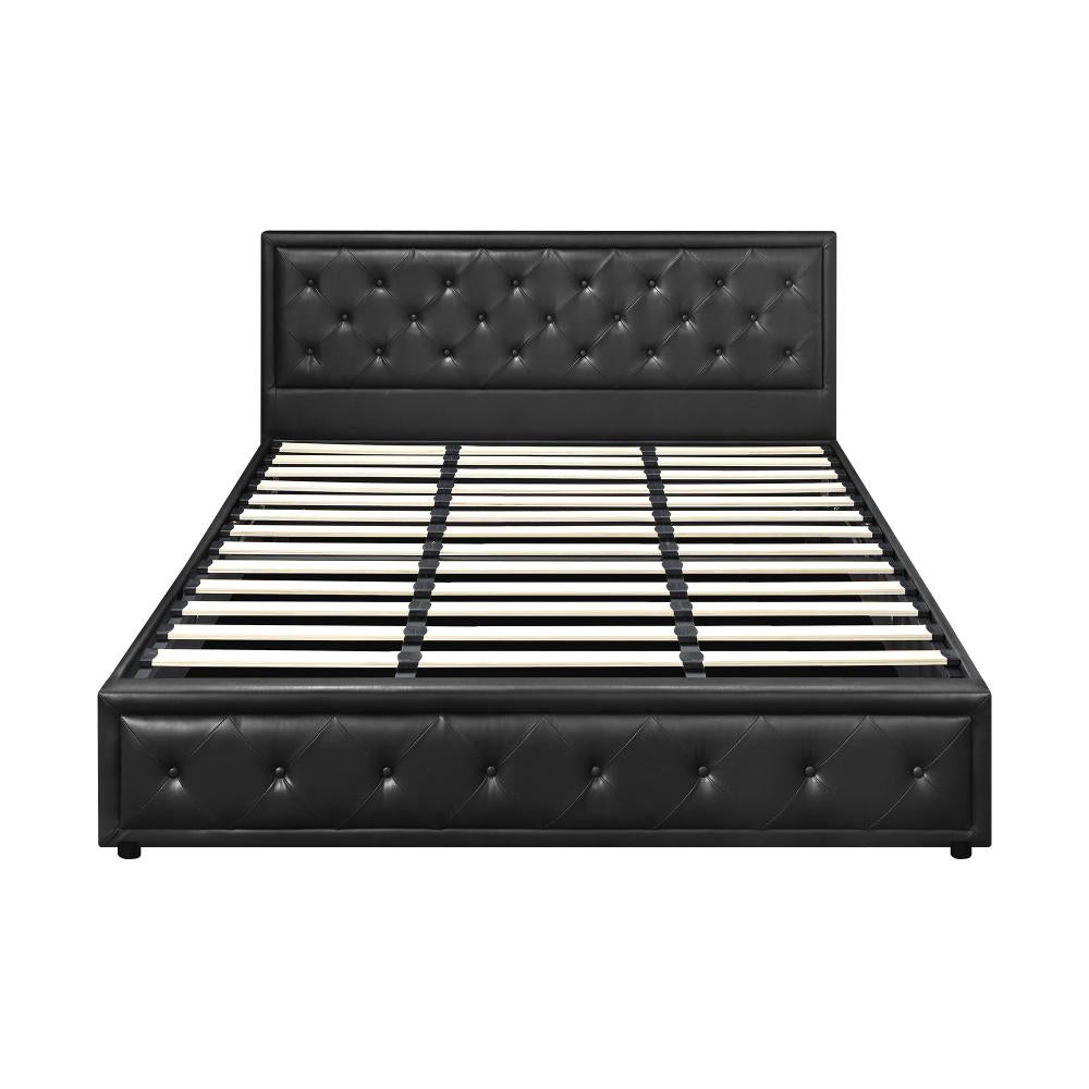 King Bed Frame with Storage Space Gas Lift Black