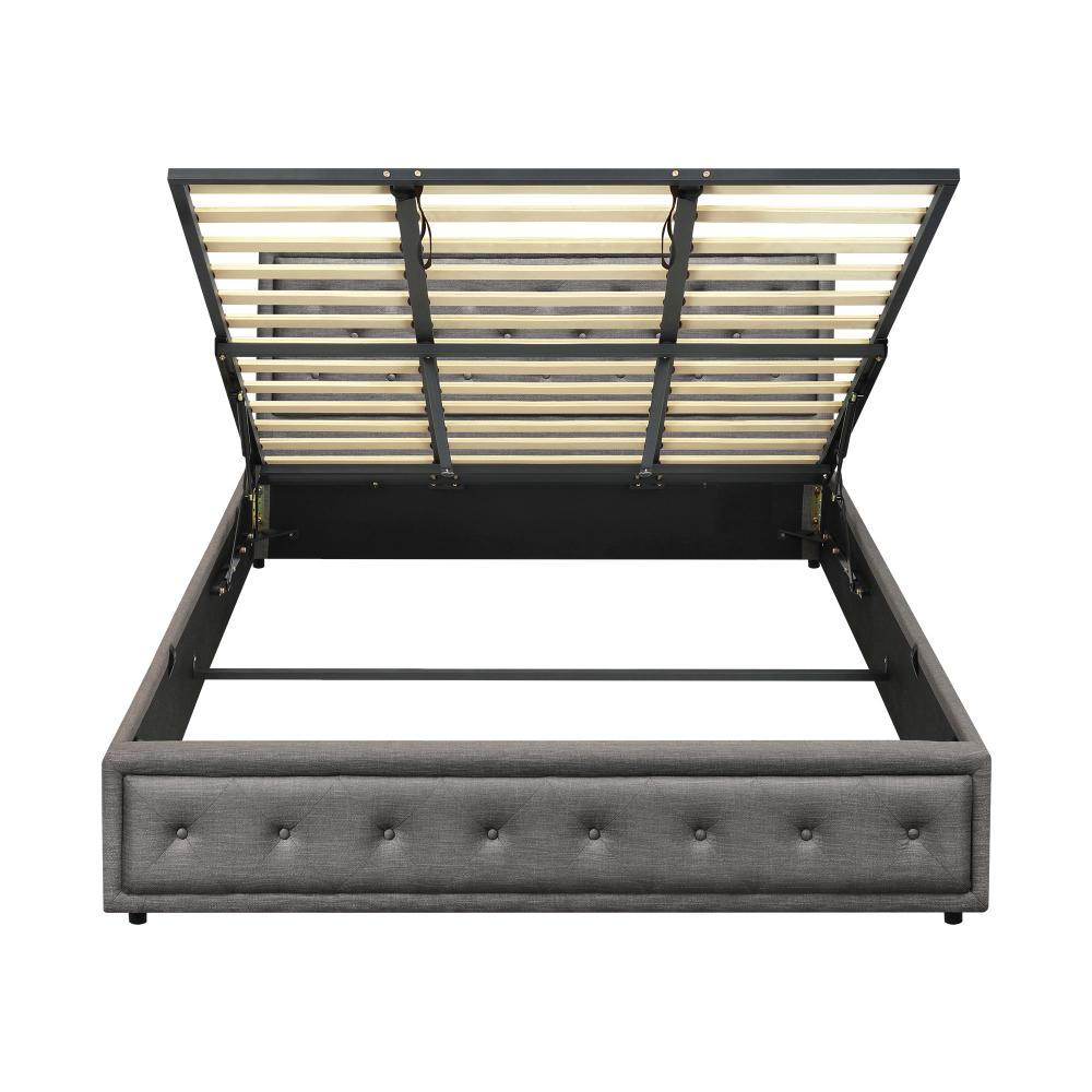 King Bed Frame with Storage Space Gas Lift Grey