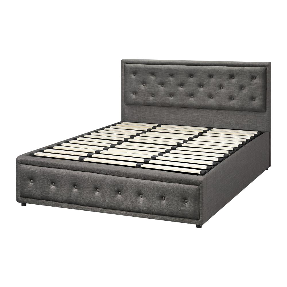 King Bed Frame with Storage Space Gas Lift Grey