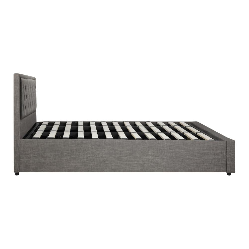 King Bed Frame with Storage Space Gas Lift Grey