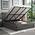King Bed Frame with Storage Space Gas Lift Grey