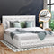 Oikiture King Gas Lift Bed Frame – White PU Leather Storage Base with Headboard