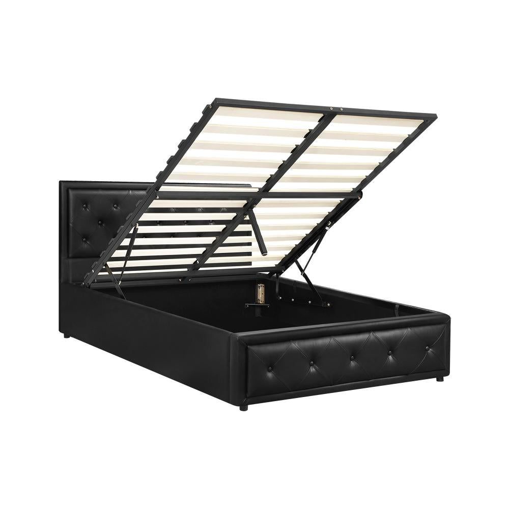 King Single Bed Frame with Storage Space Gas Lift Black