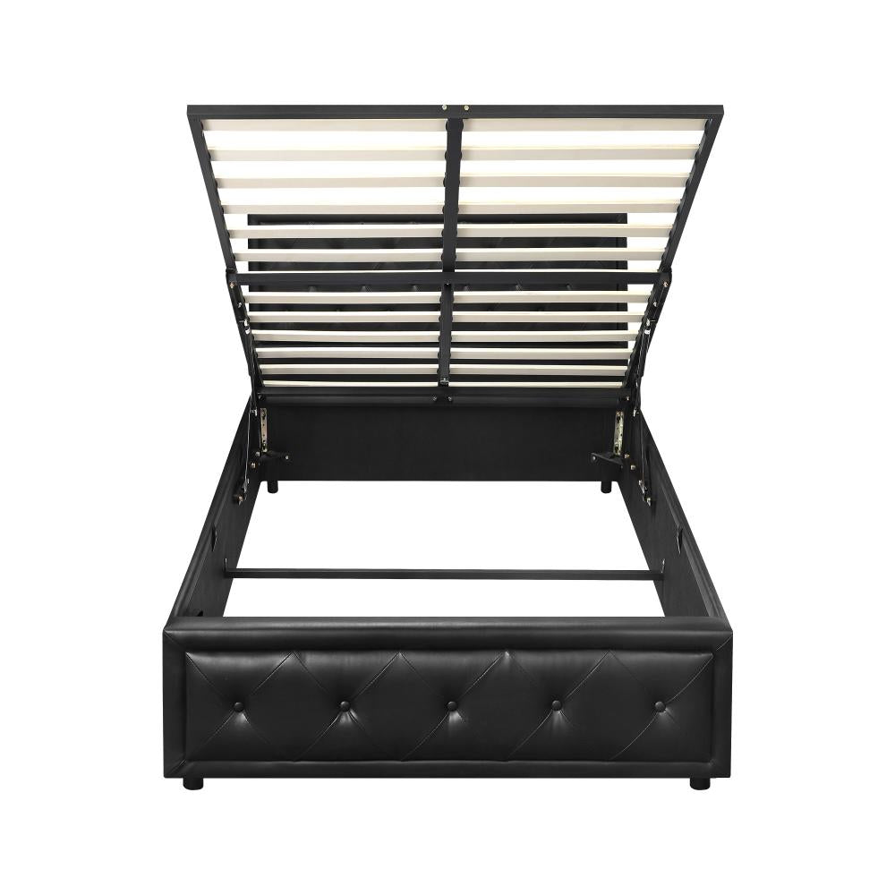 King Single Bed Frame with Storage Space Gas Lift Black