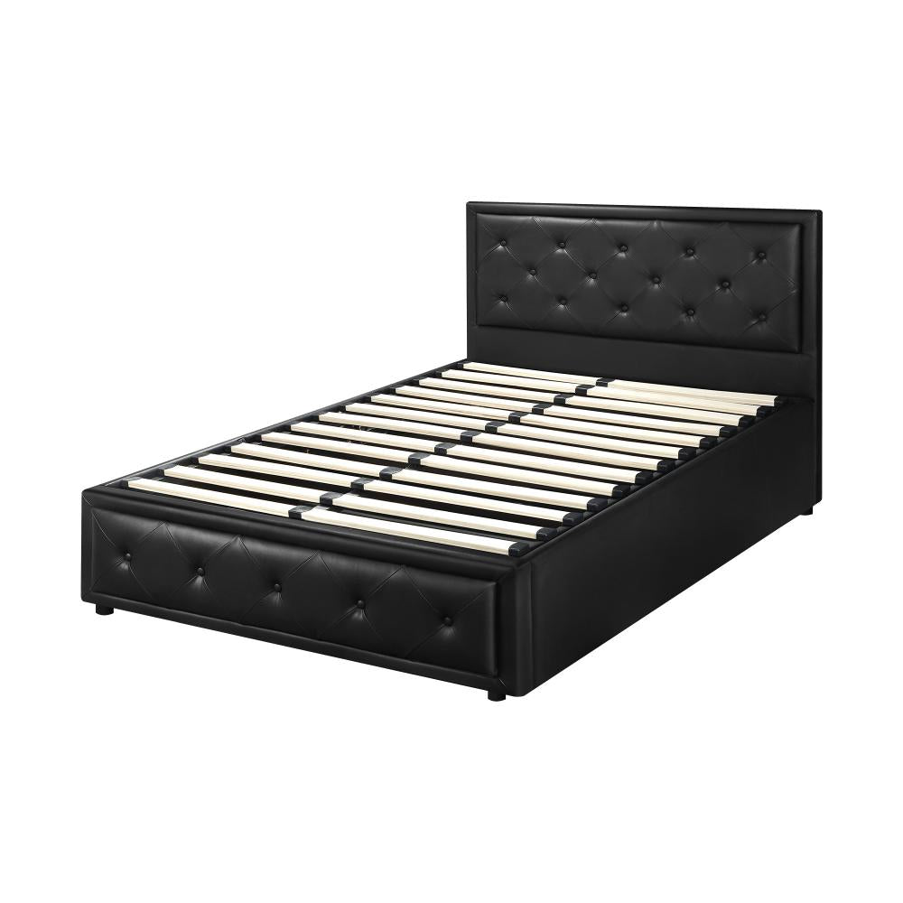 King Single Bed Frame with Storage Space Gas Lift Black
