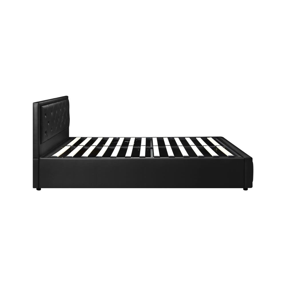 King Single Bed Frame with Storage Space Gas Lift Black