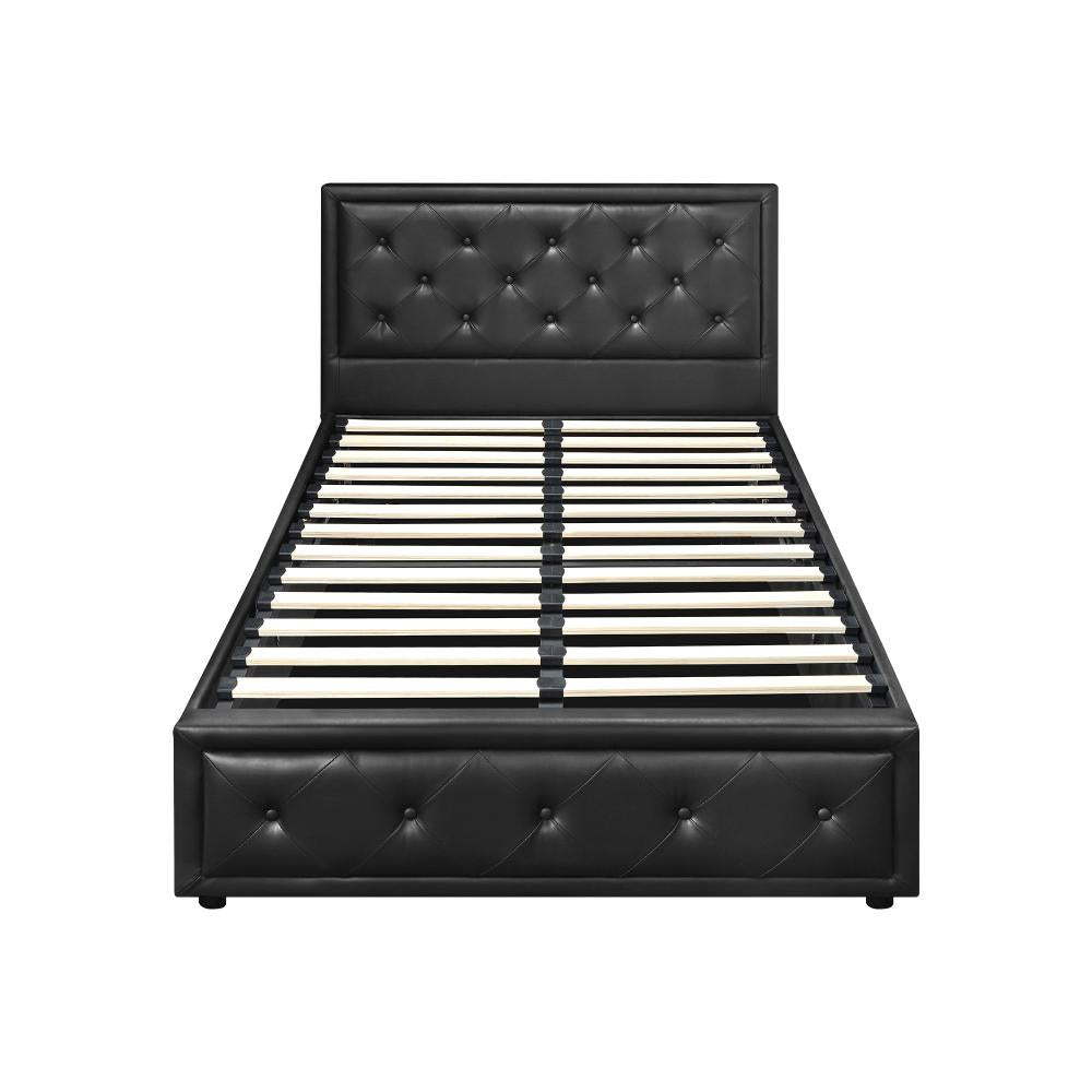 King Single Bed Frame with Storage Space Gas Lift Black