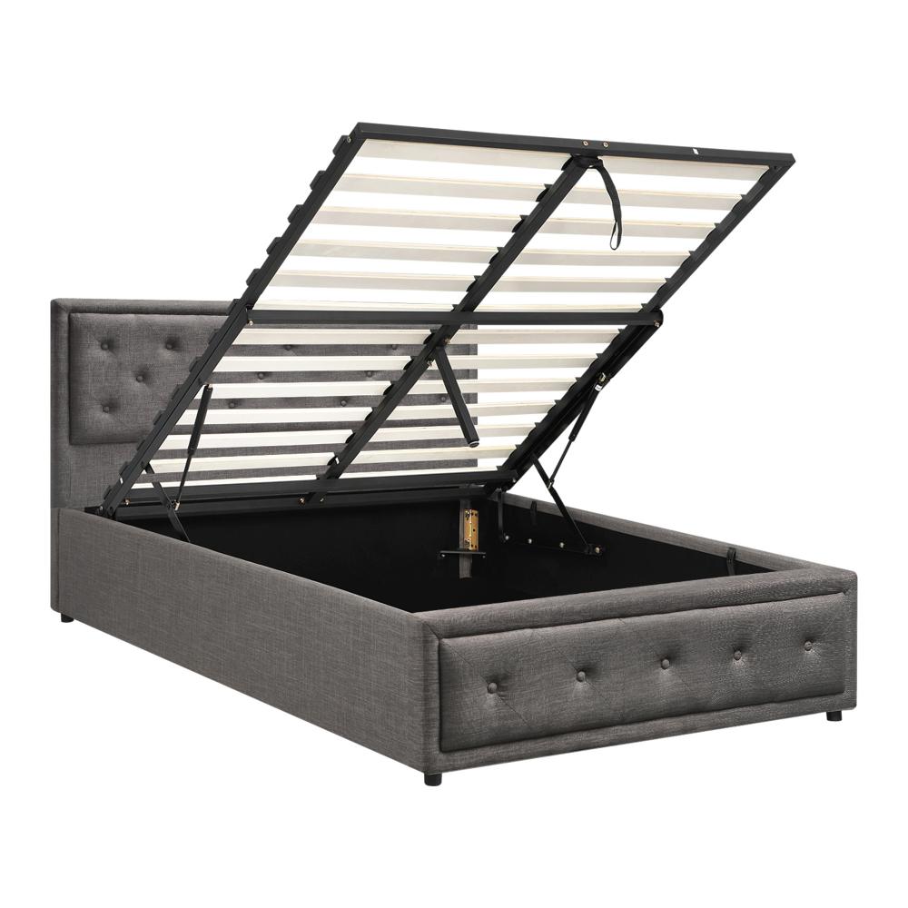 King Single Bed Frame with Storage Space Gas Lift Grey