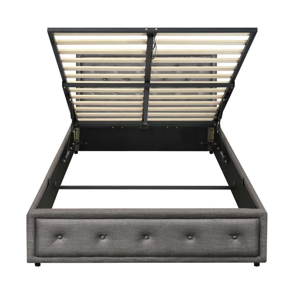 King Single Bed Frame with Storage Space Gas Lift Grey
