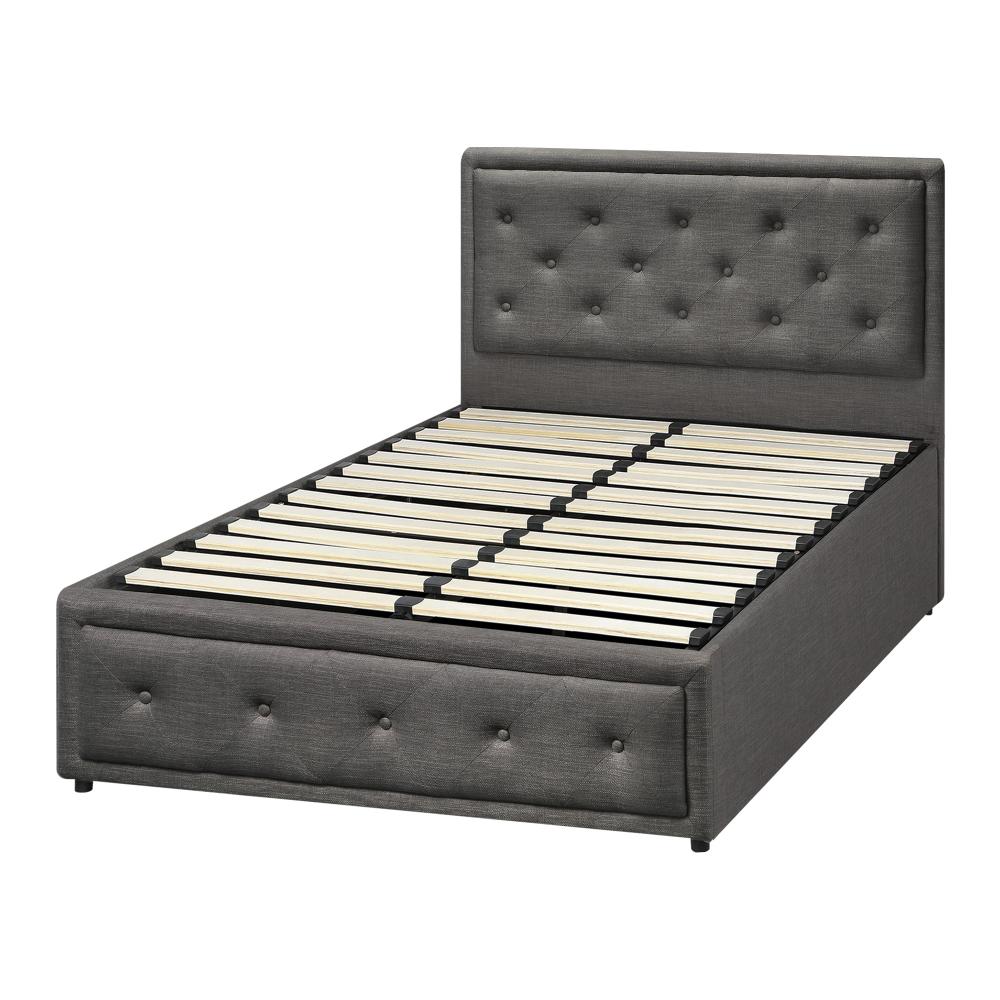 King Single Bed Frame with Storage Space Gas Lift Grey