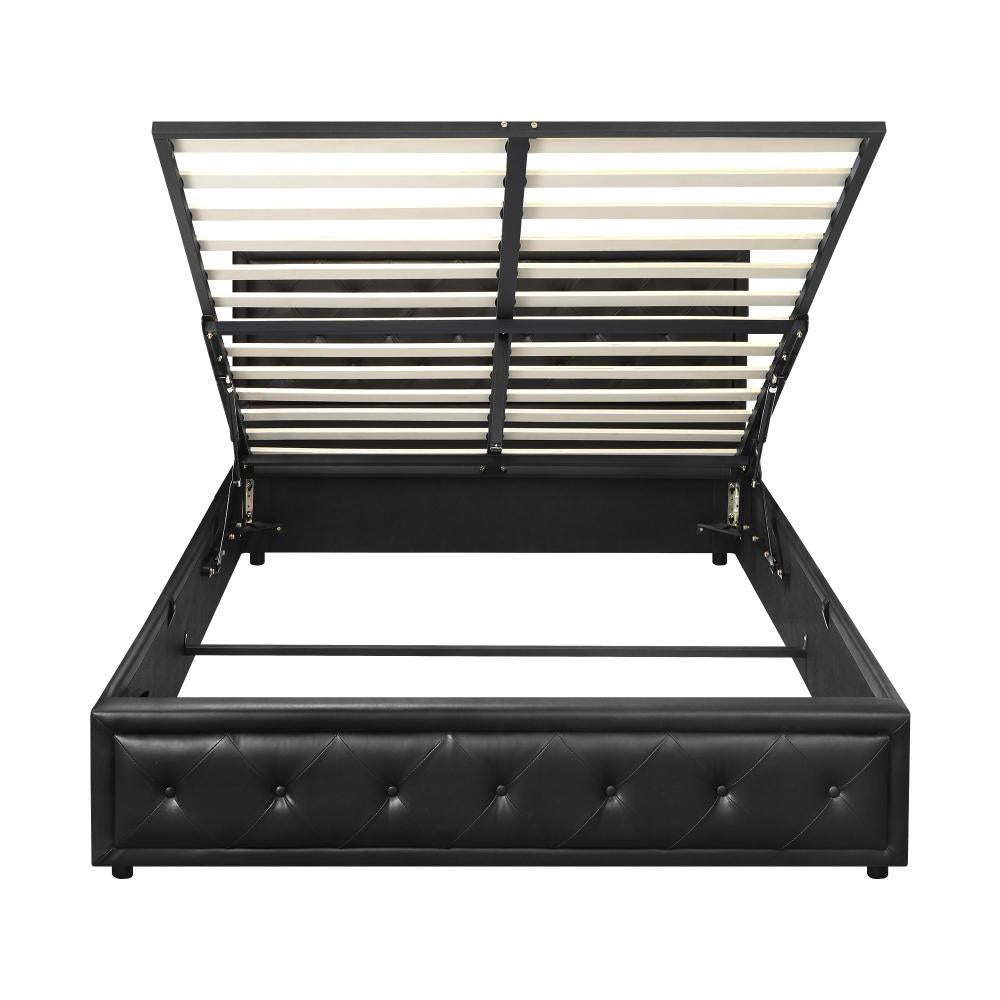Queen Bed Frame with Storage Space Gas Lift Black