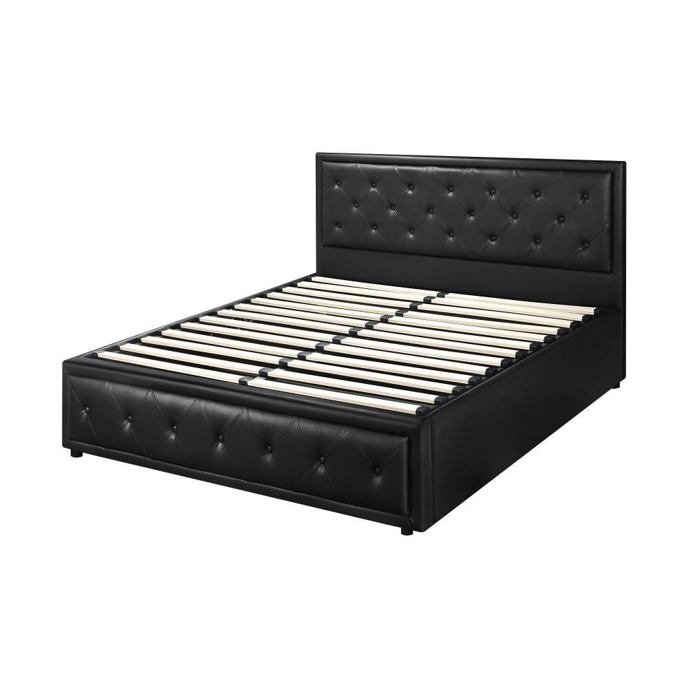 Queen Bed Frame with Storage Space Gas Lift Black