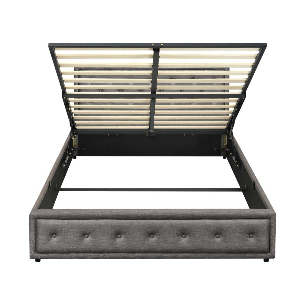 Queen Bed Frame with Storage Space Gas Lift Grey