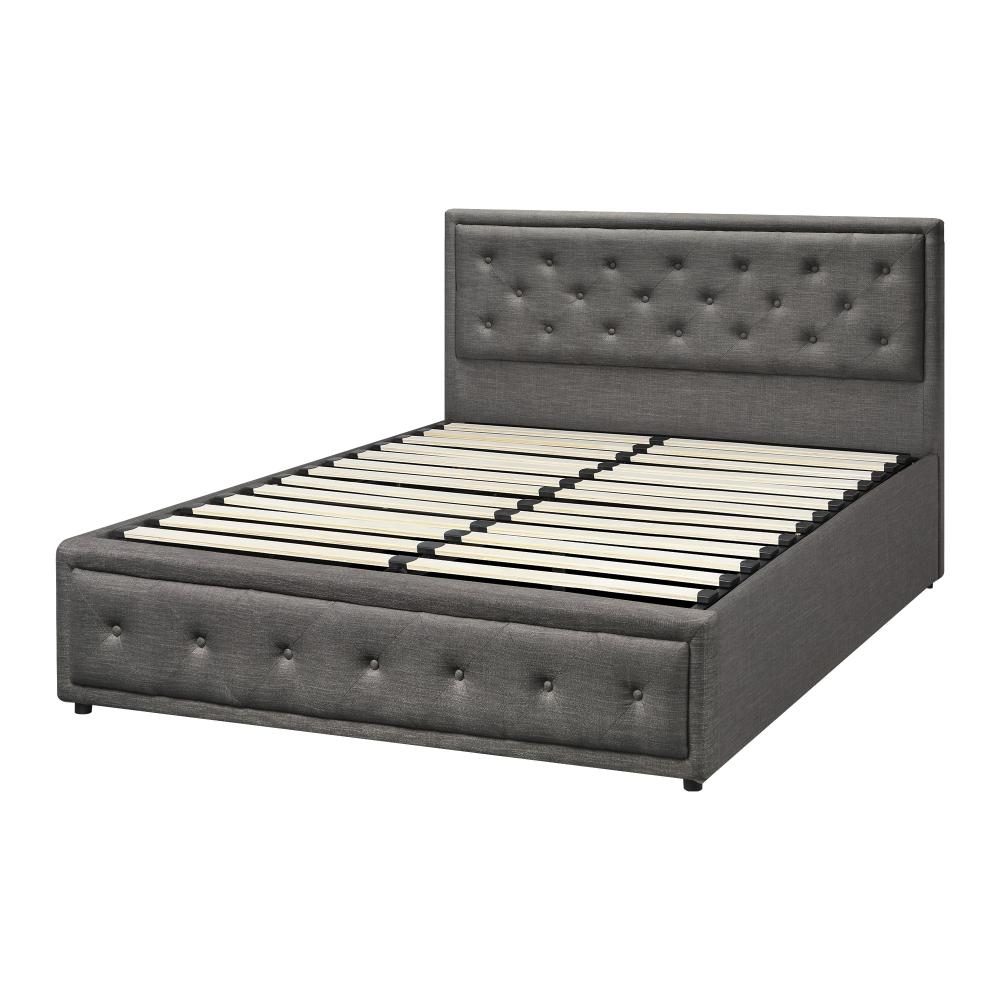 Queen Bed Frame with Storage Space Gas Lift Grey