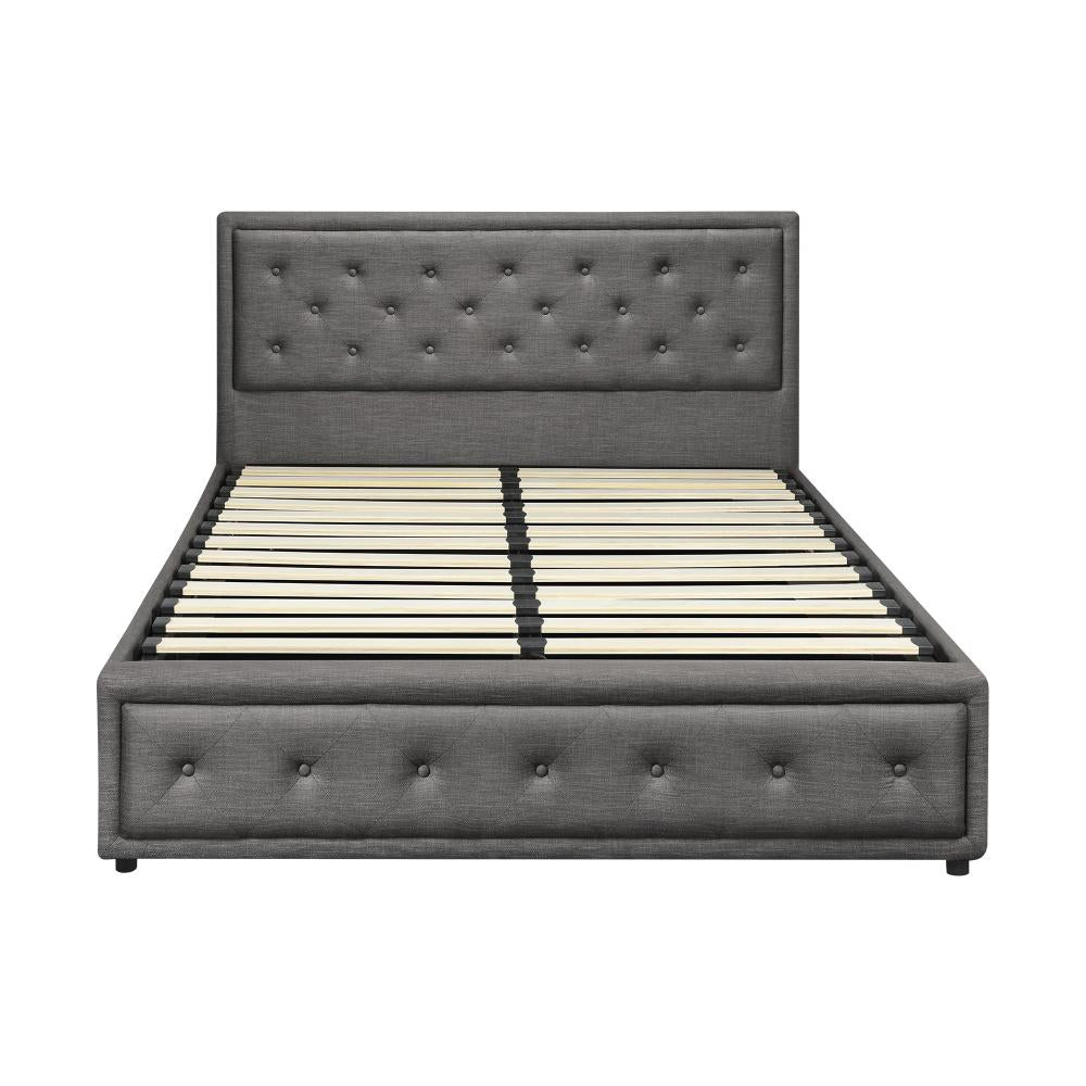 Queen Bed Frame with Storage Space Gas Lift Grey