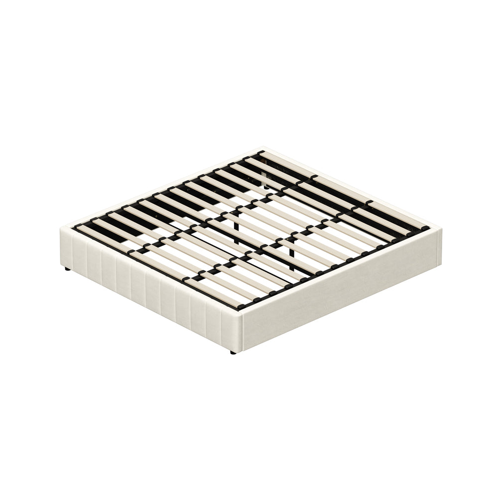 Bed Frame King Size Gas Lift Storage Base Velvet Cream