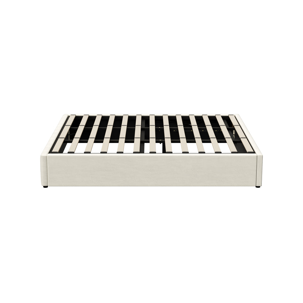Bed Frame King Size Gas Lift Storage Base Velvet Cream